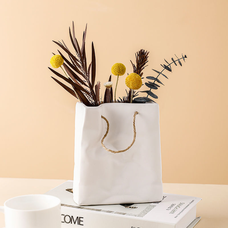 Ceramic Vase with Shopping Basket Design