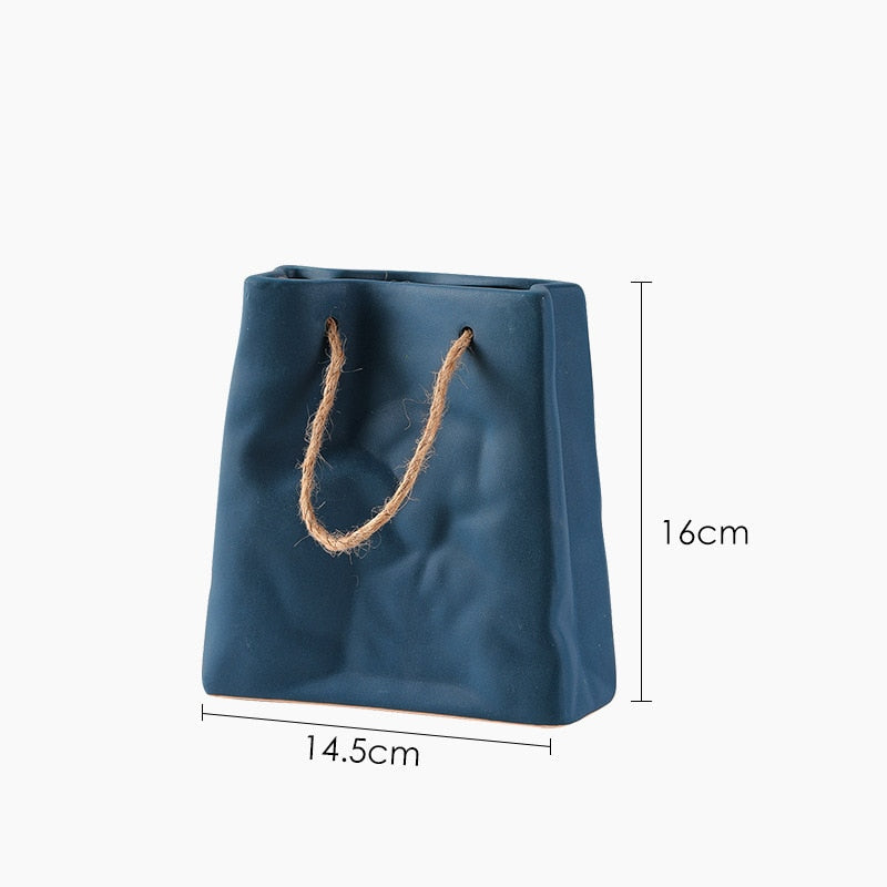 Ceramic Vase with Shopping Basket Design