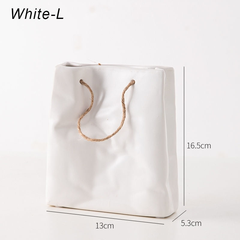 Ceramic Vase with Shopping Basket Design