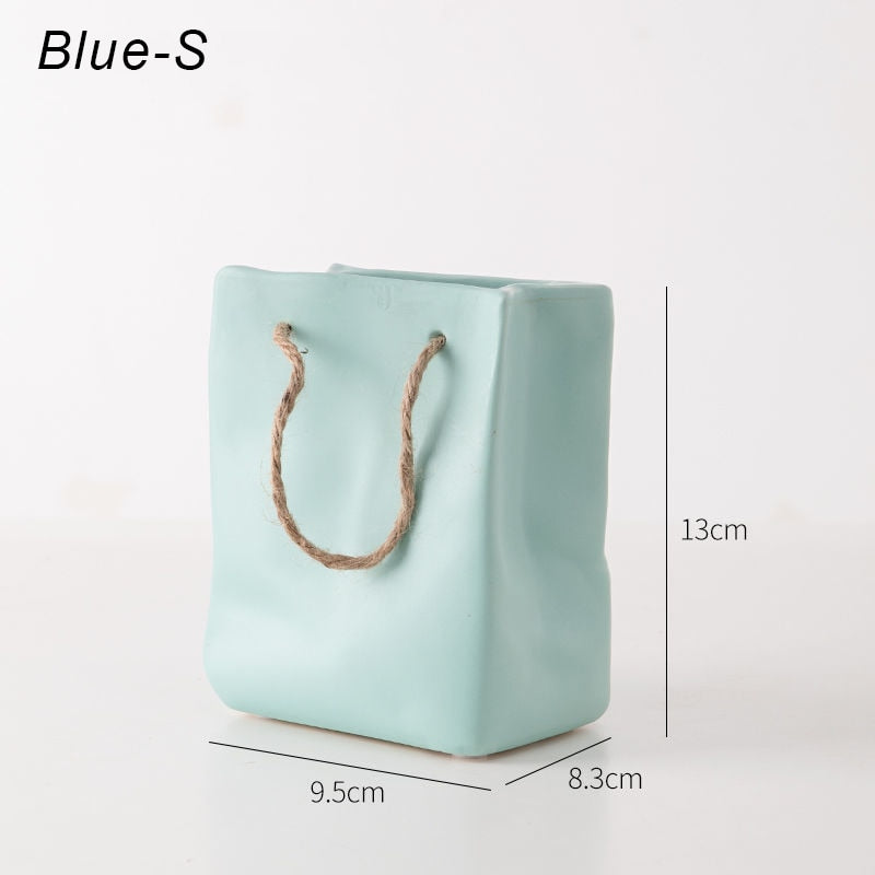Ceramic Vase with Shopping Basket Design