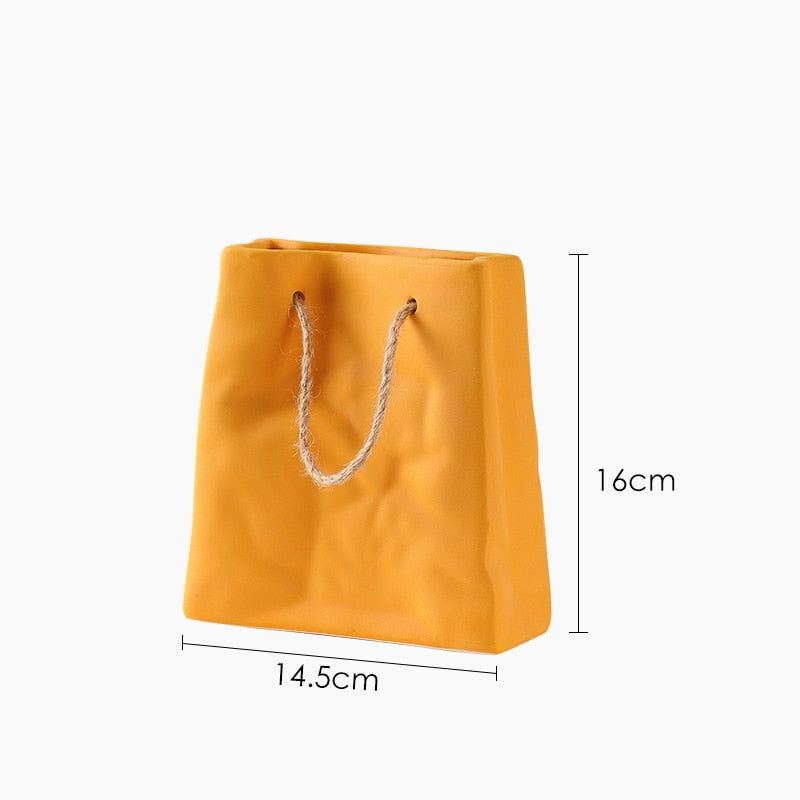 Ceramic Vase with Shopping Basket Design