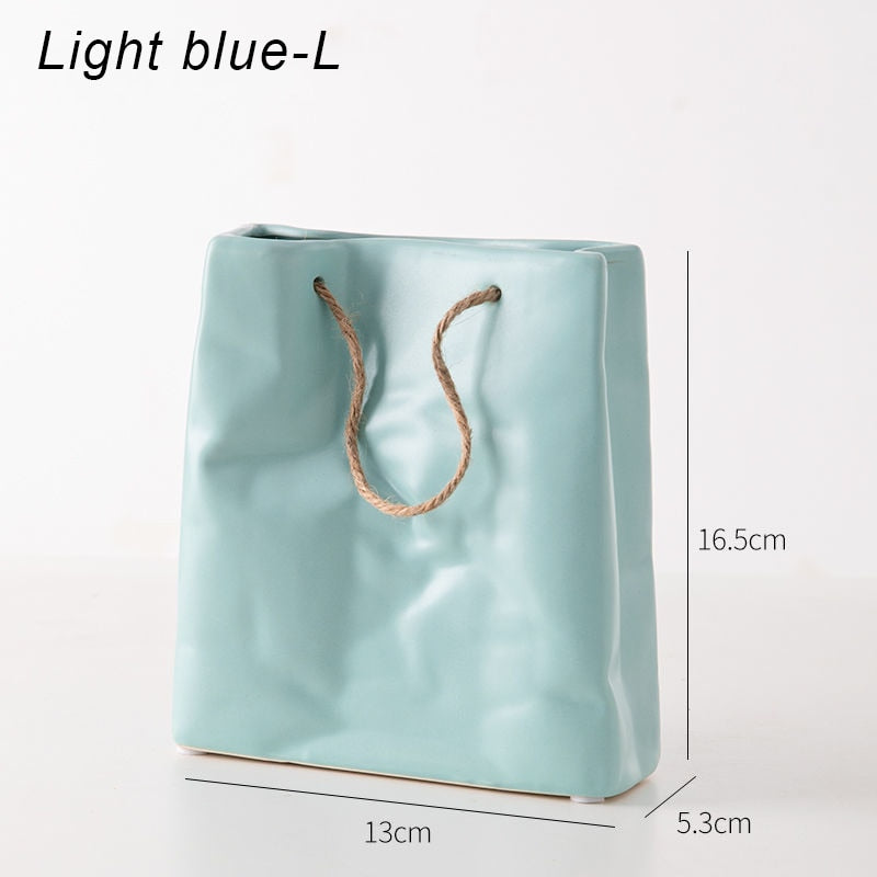 Ceramic Vase with Shopping Basket Design