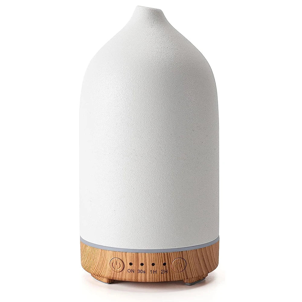 Ceramic Wood Grain Aromatherapy Diffuser with 7-Color Night Light