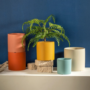 Colorful Ceramic Planter and Saucer Set