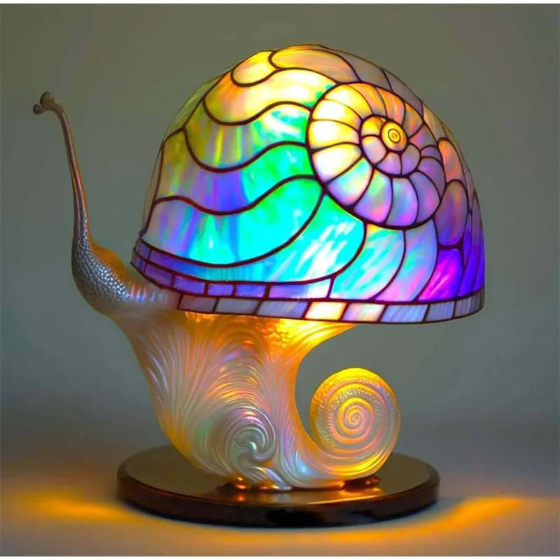 Colorful Mushroom Desk Light - Decorative Stained Glass Table Lamp