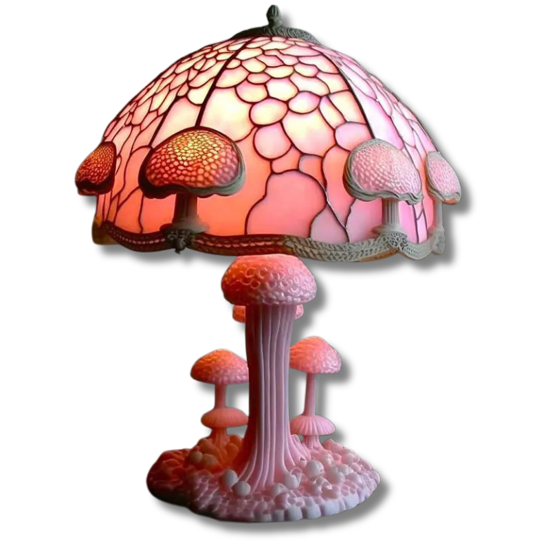 Colorful Mushroom Desk Light - Decorative Stained Glass Table Lamp