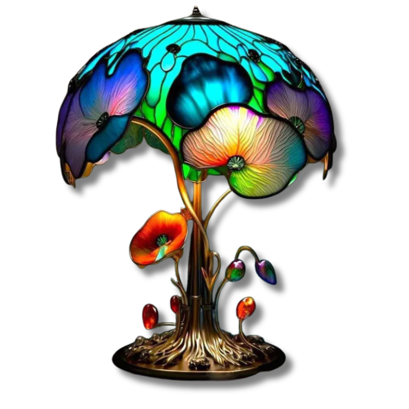 Colorful Mushroom Desk Light - Decorative Stained Glass Table Lamp
