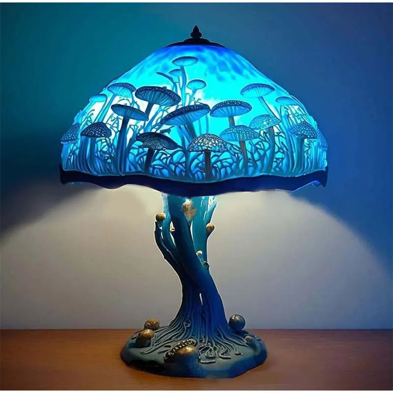 Colorful Mushroom Desk Light - Decorative Stained Glass Table Lamp