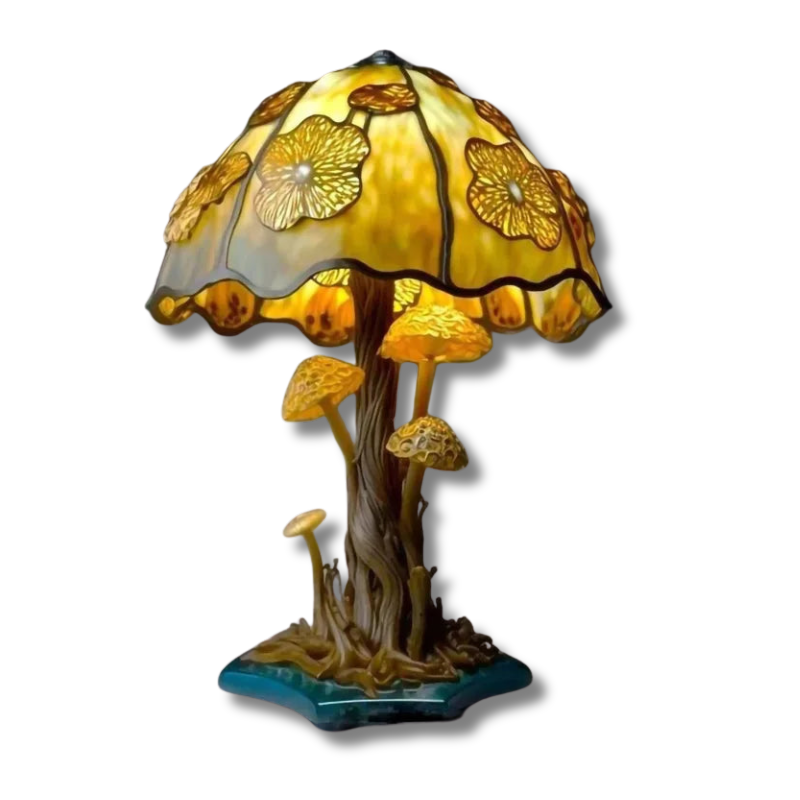 Colorful Mushroom Desk Light - Decorative Stained Glass Table Lamp