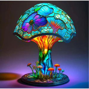 Colorful Mushroom Desk Light - Decorative Stained Glass Table Lamp