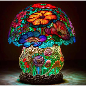 Colorful Mushroom Desk Light - Decorative Stained Glass Table Lamp