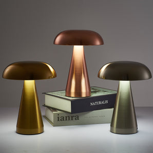 Cordless Mushroom LED Table Lamp with Steepless Dimming and Long Battery Life