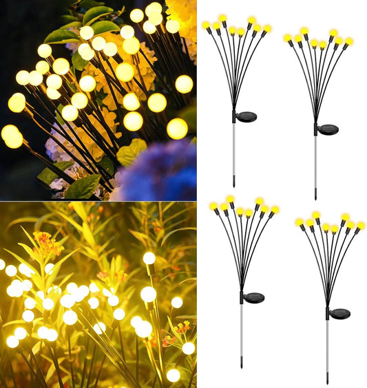 Enhanced Solar Powered 8 LED Lights Quad Pack