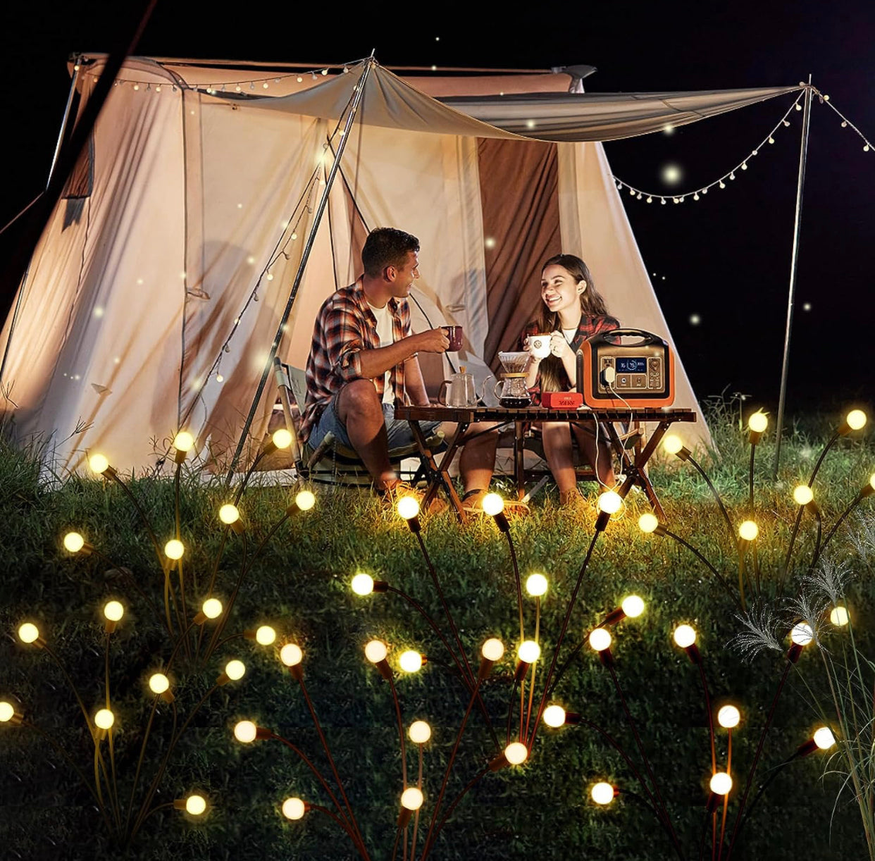 Enhanced Solar Powered 8 LED Lights Quad Pack