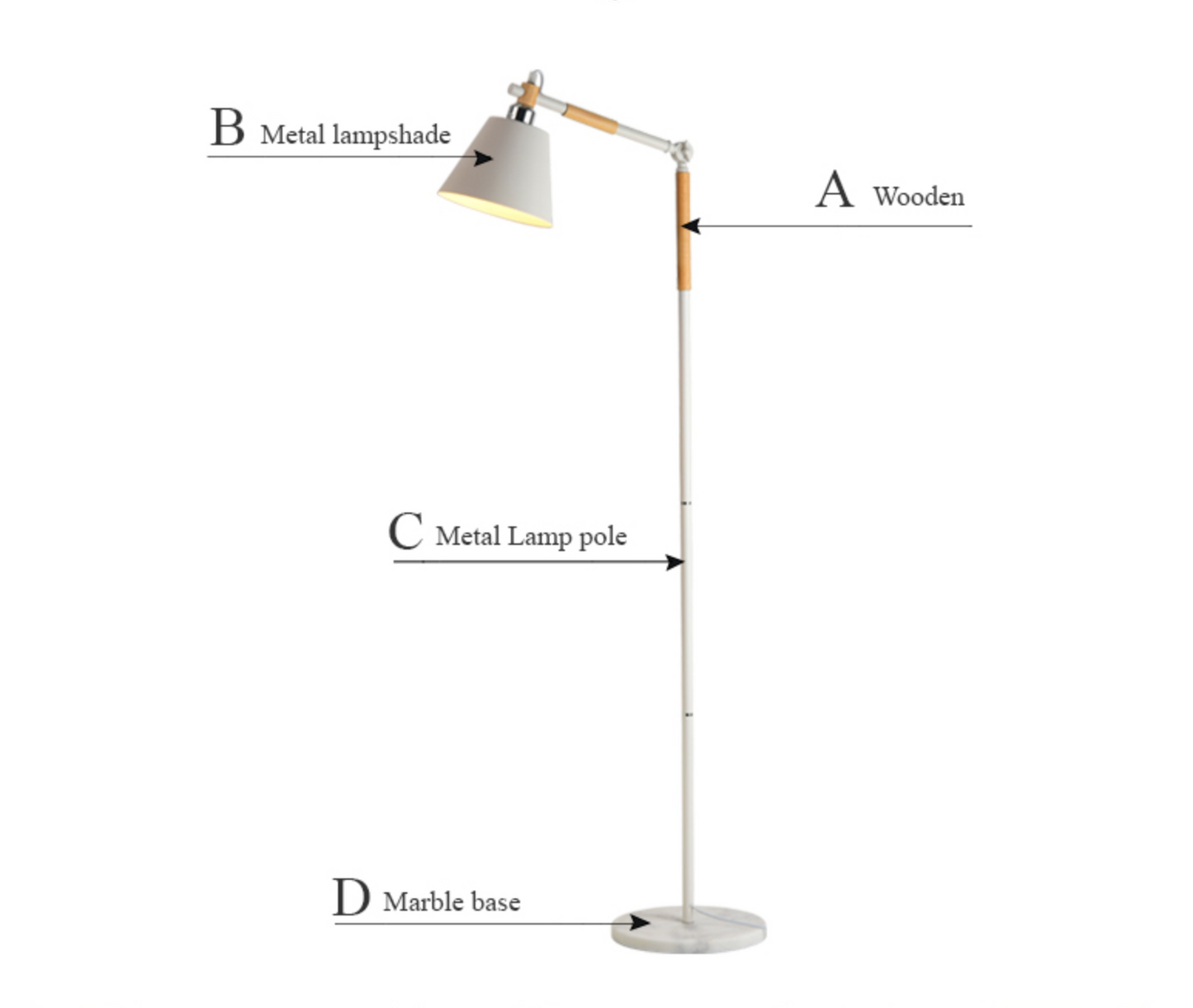Floor Lamp with Marble Base and Versatile Lighting