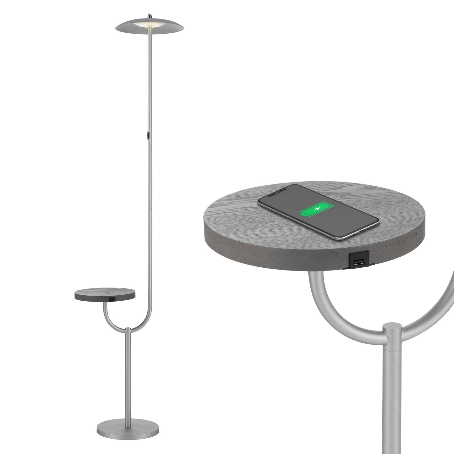 Floor Lamp with Wireless Charging and Table Top Shelf