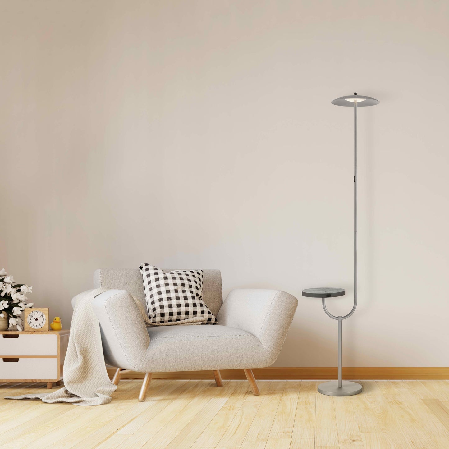 Floor Lamp with Wireless Charging and Table Top Shelf