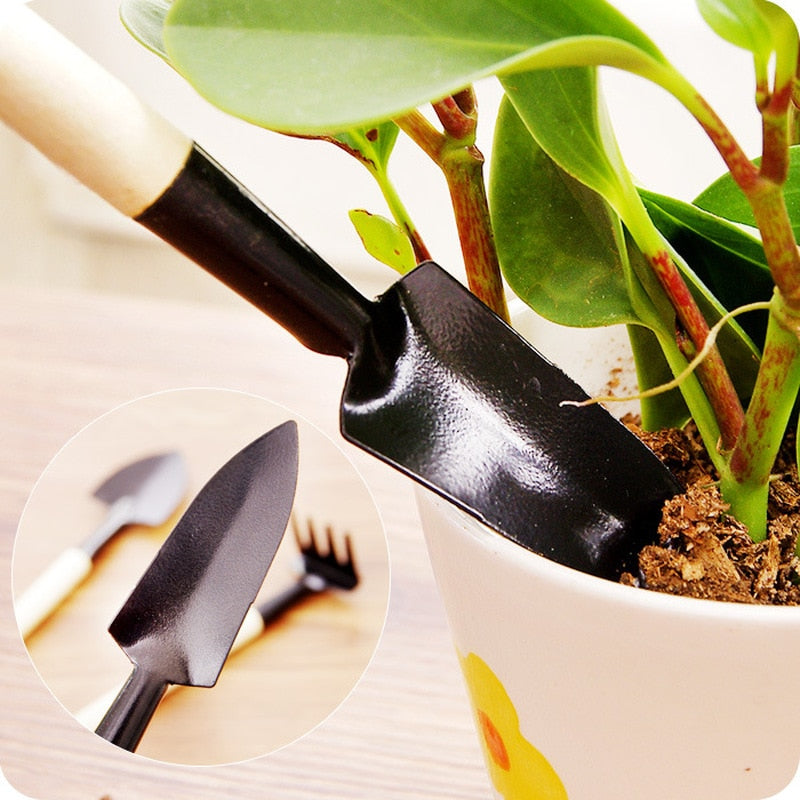 Gardening Tool Set with Durable Iron and Wood Handles