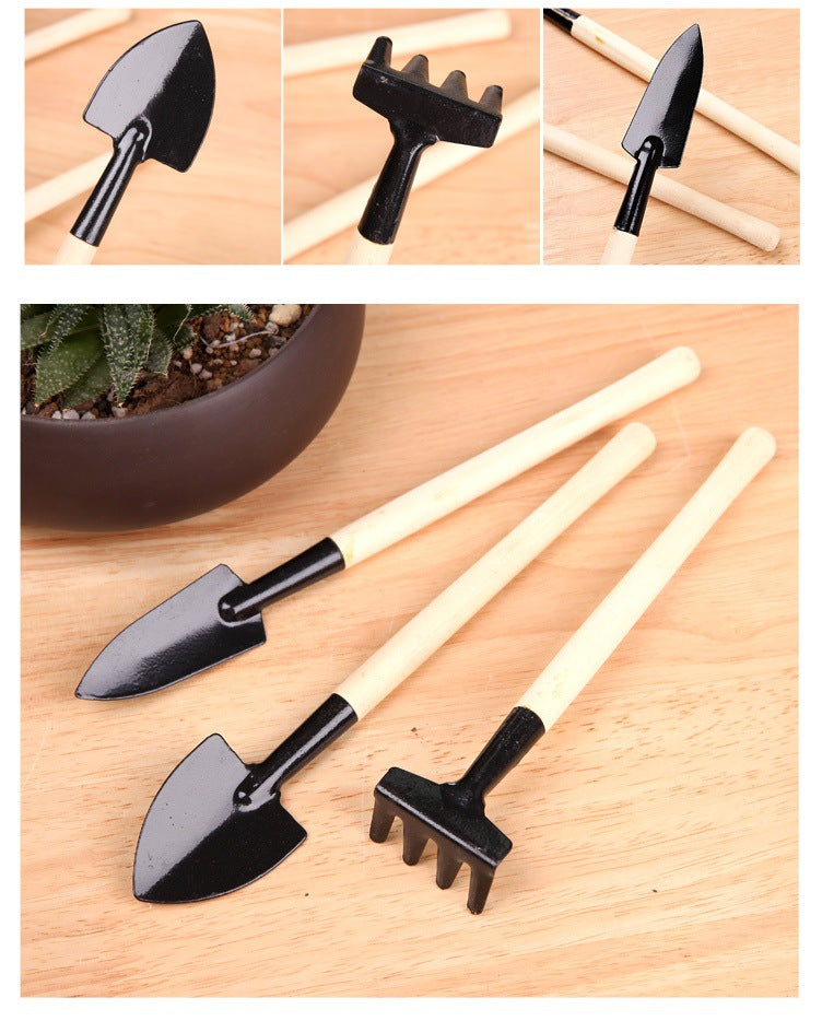 Gardening Tool Set with Durable Iron and Wood Handles