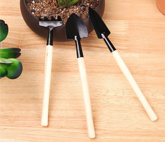 Gardening Tool Set with Durable Iron and Wood Handles