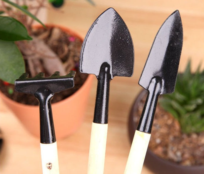 Gardening Tool Set with Durable Iron and Wood Handles
