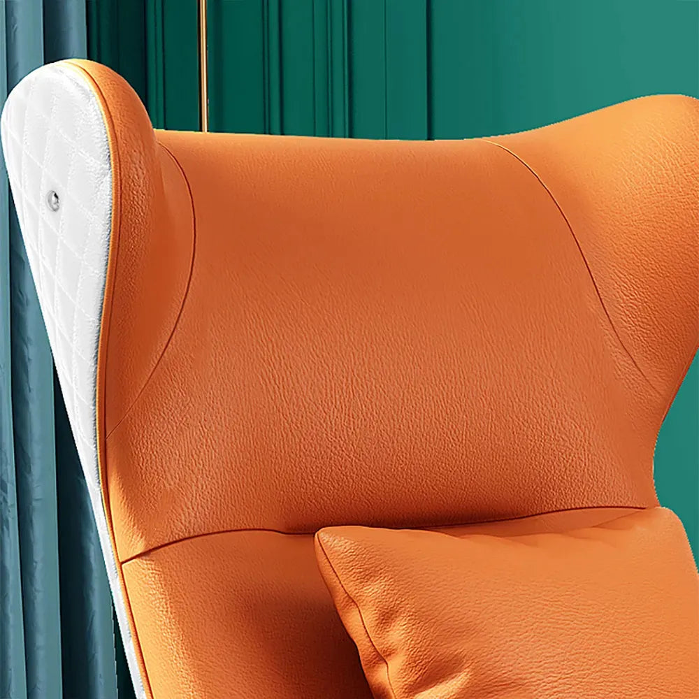 Geometric Wingback Accent Chair with Gold Trestle Base