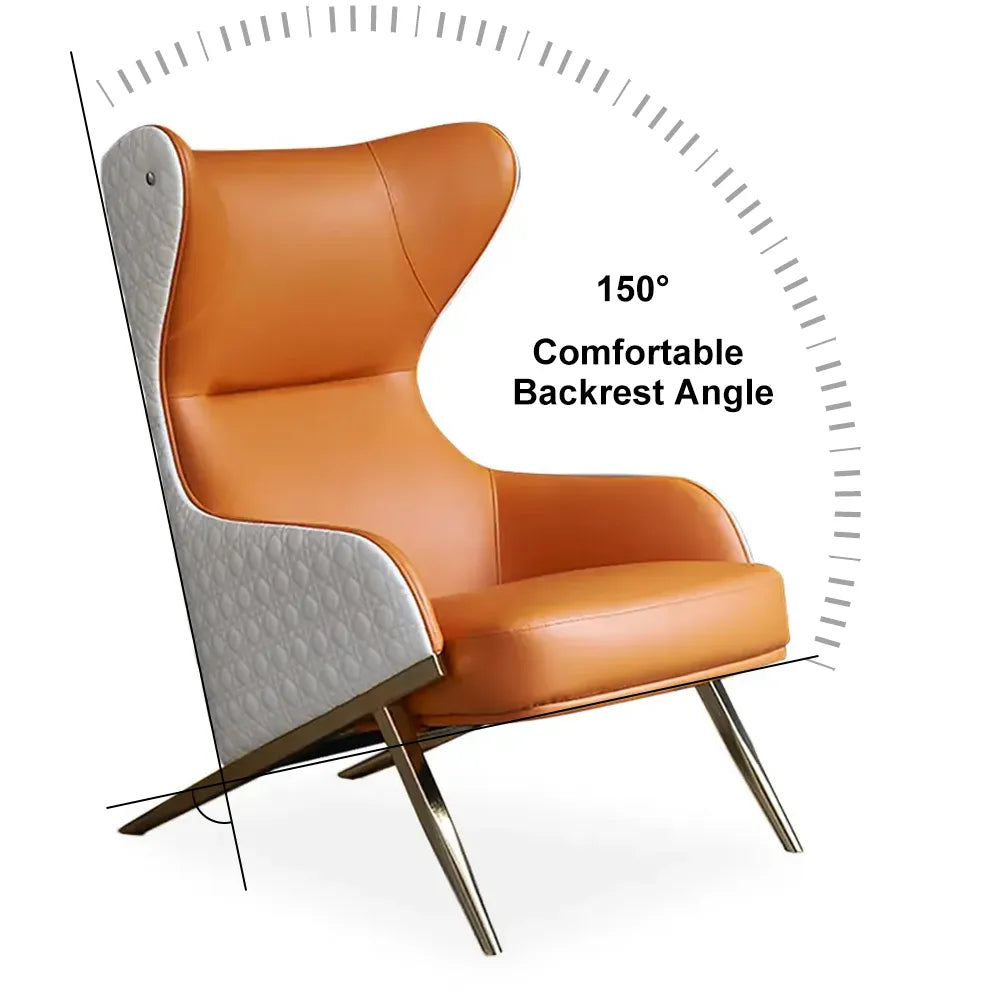 Geometric Wingback Accent Chair with Gold Trestle Base