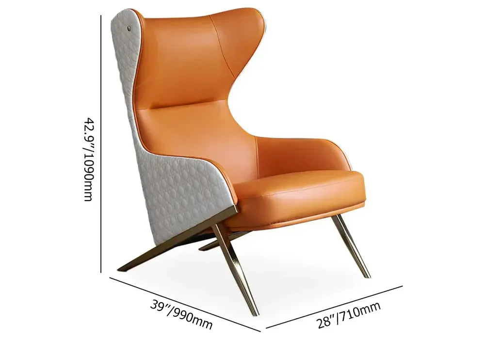 Geometric Wingback Accent Chair with Gold Trestle Base