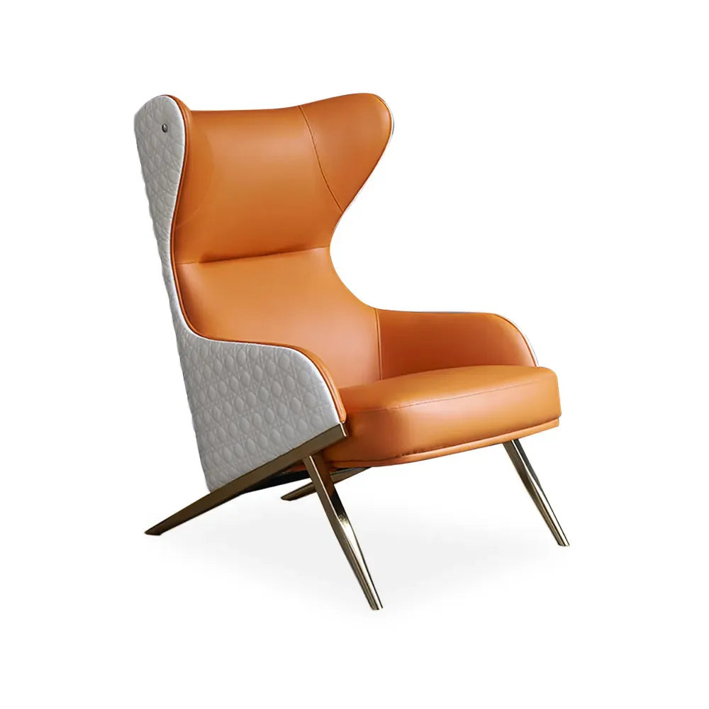 Geometric Wingback Accent Chair with Gold Trestle Base