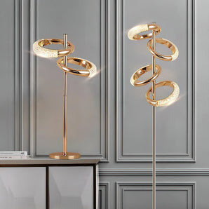 Gold Diamond-Patterned Adjustable Angles Floor Lamp