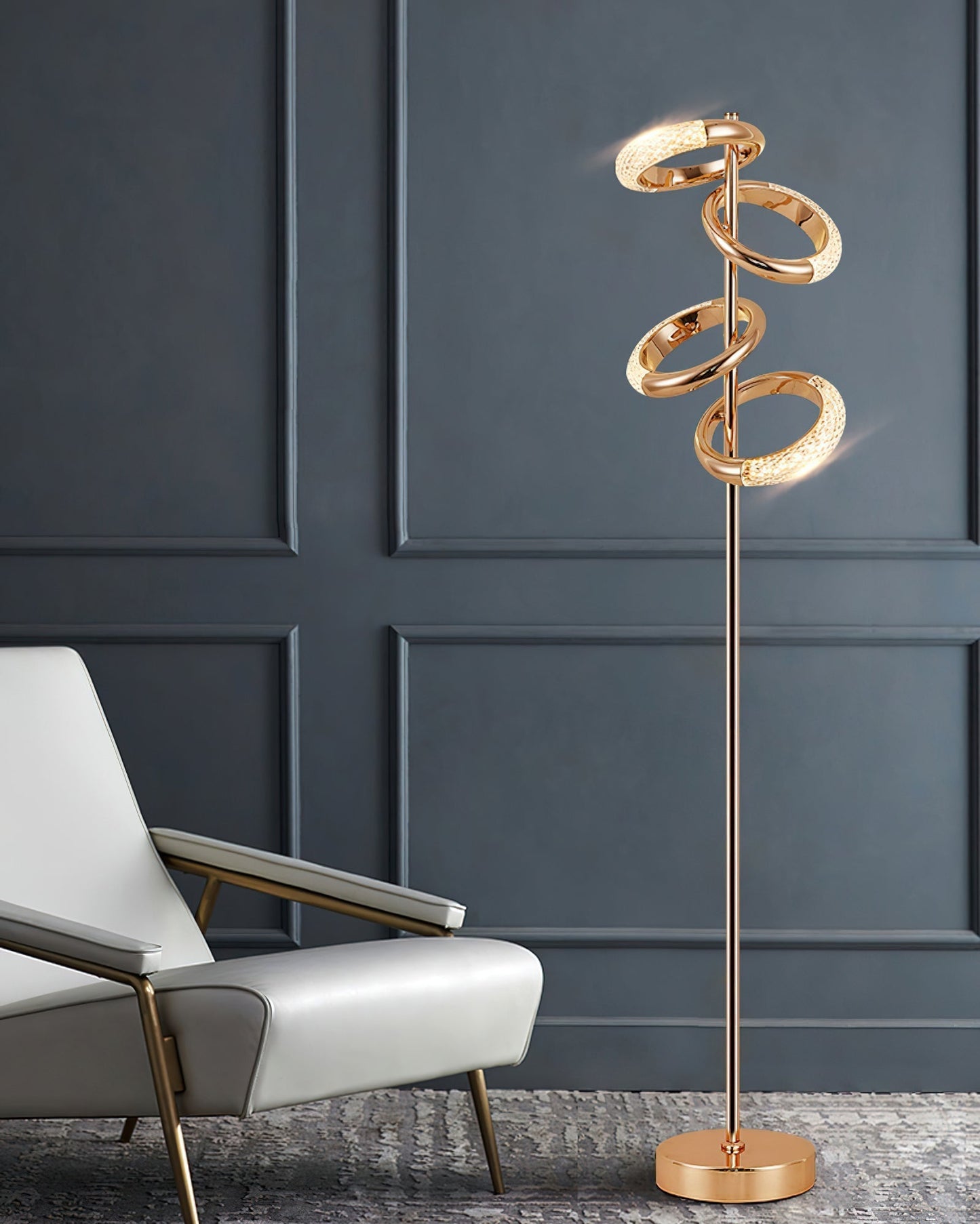 Gold Diamond-Patterned Adjustable Angles Floor Lamp