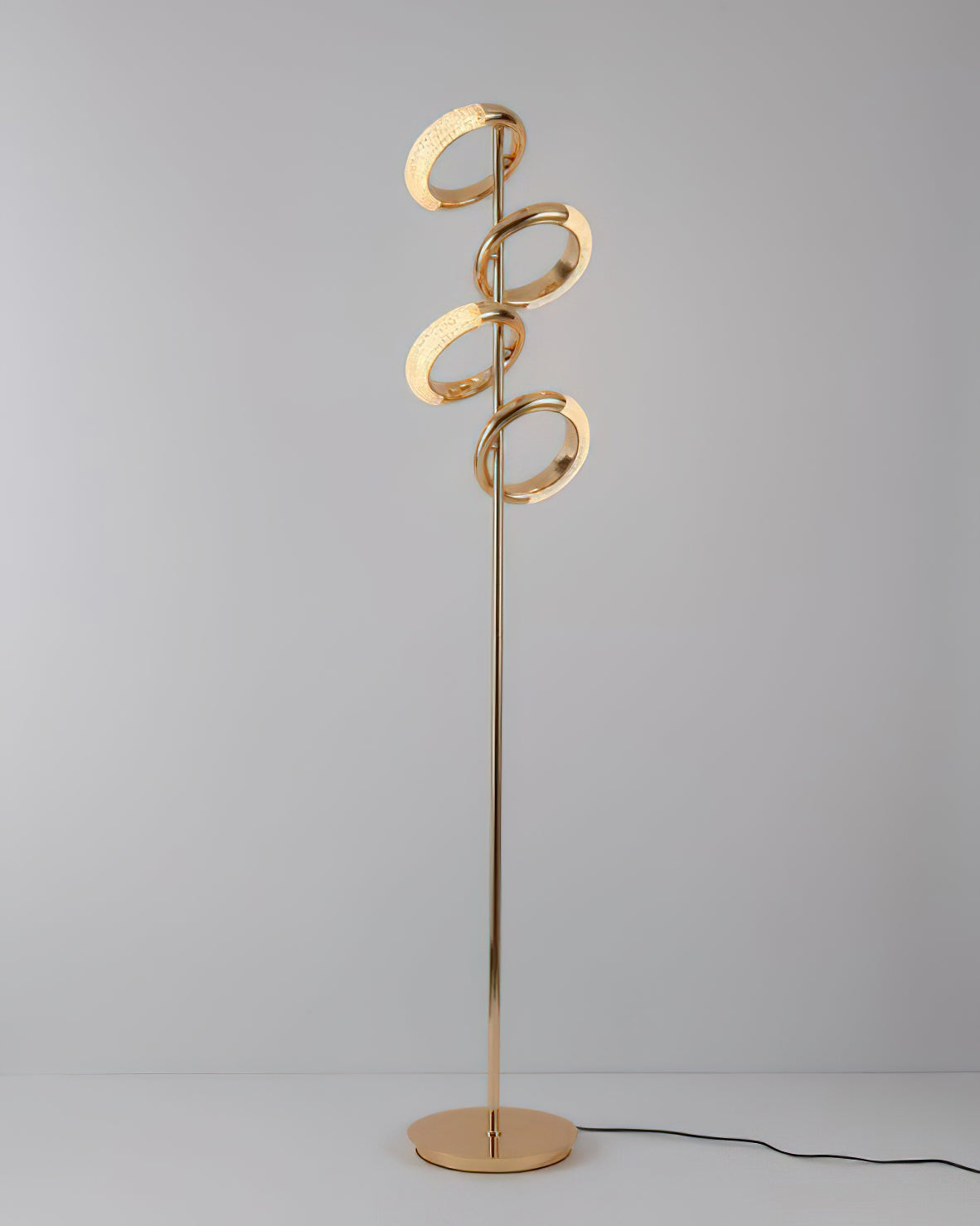 Gold Diamond-Patterned Adjustable Angles Floor Lamp