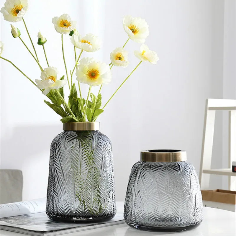 Green Glass Vase for Hydroponic Plants - Nordic Design