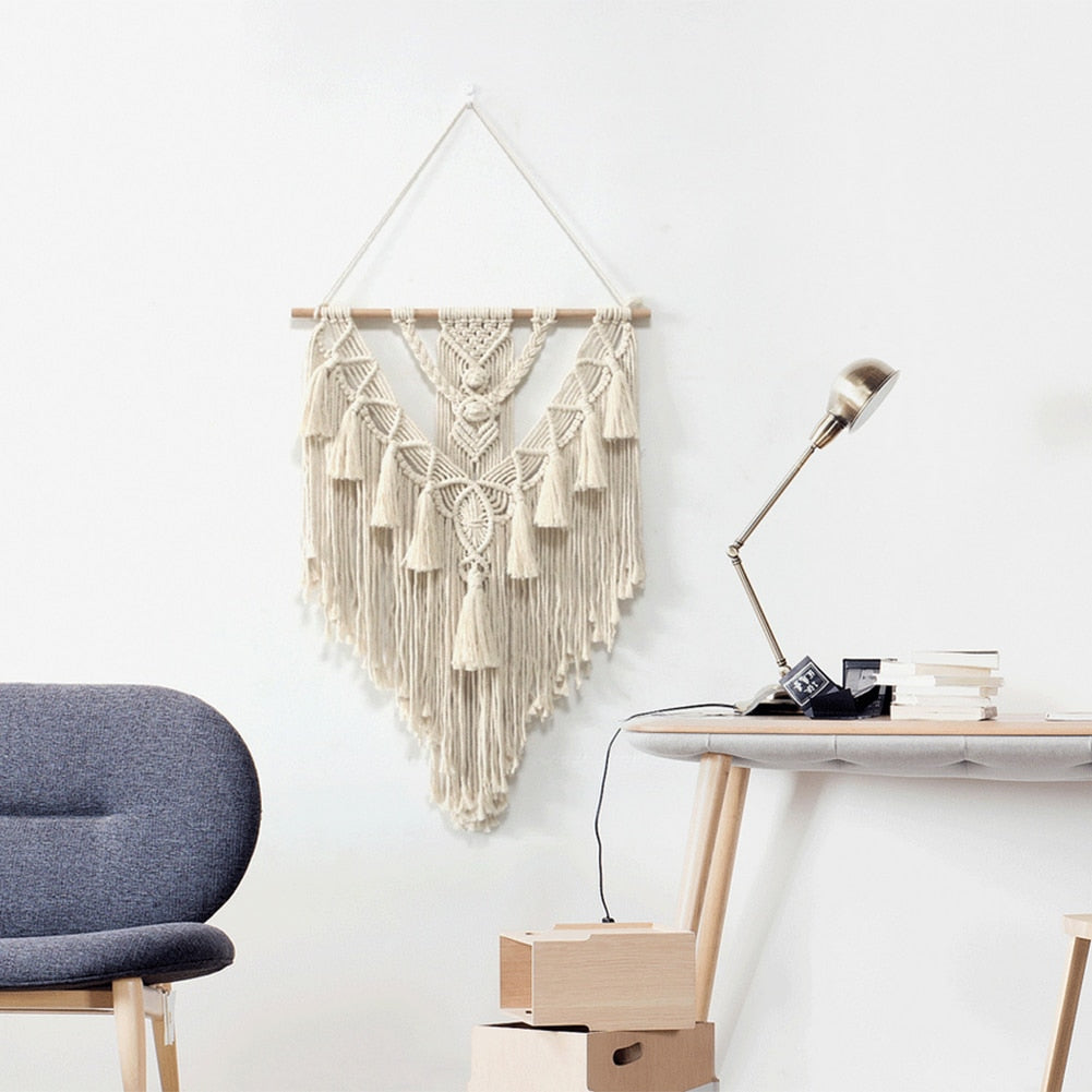 Handwoven Macrame Boho Wall Hanging Tapestry Geometric Art Decor