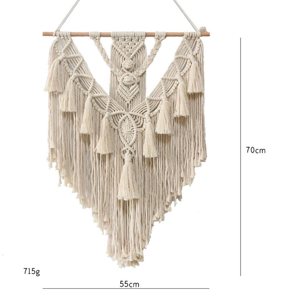 Handwoven Macrame Boho Wall Hanging Tapestry Geometric Art Decor