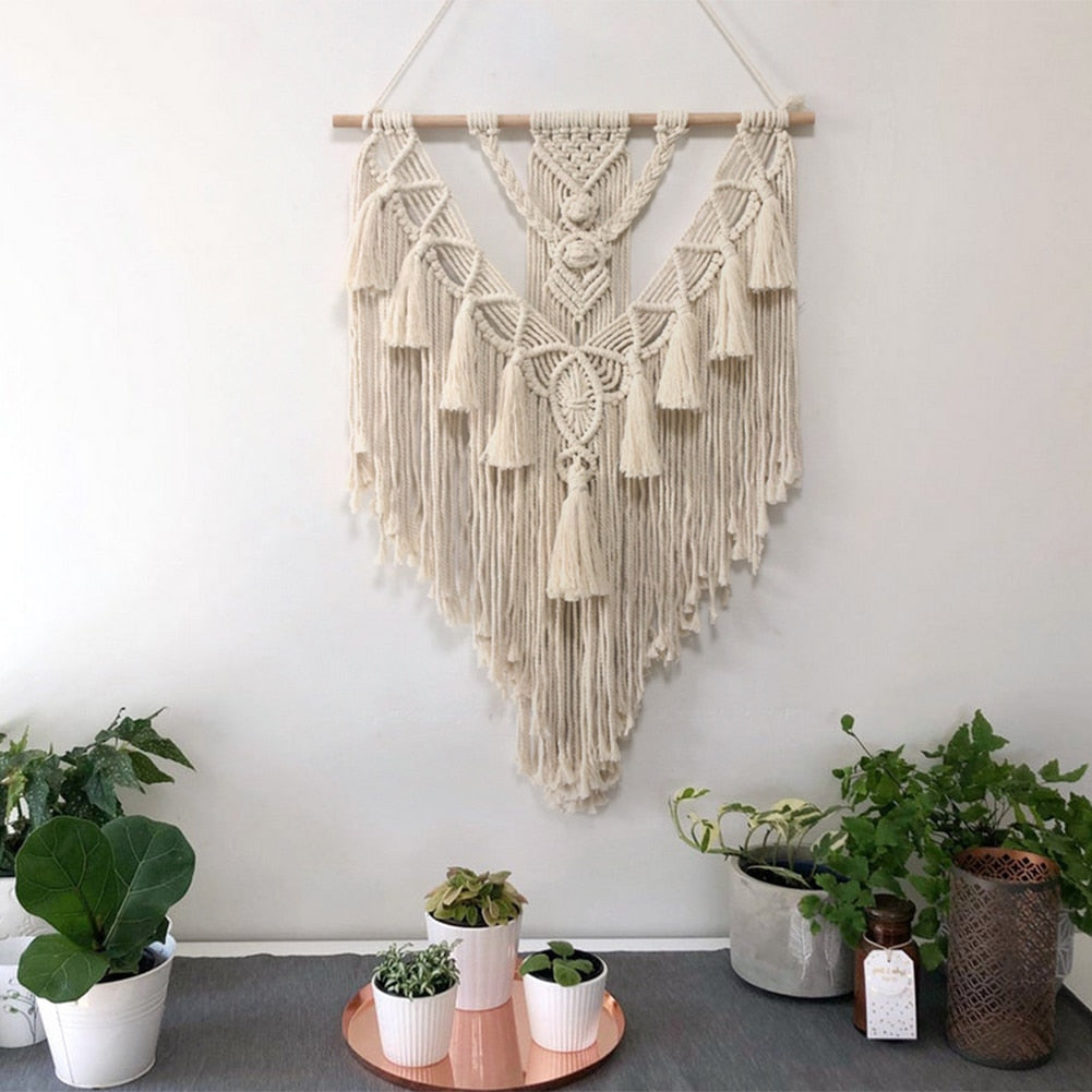 Handwoven Macrame Boho Wall Hanging Tapestry Geometric Art Decor