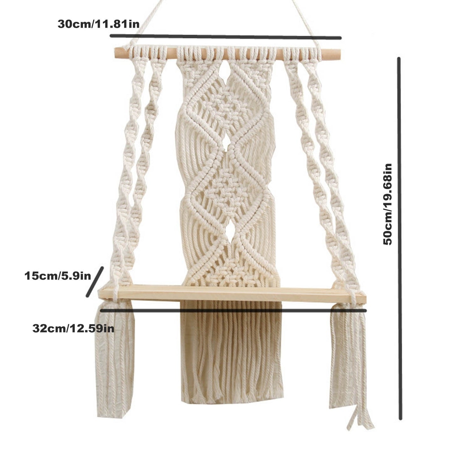 Handwoven Macrame Boho Wall Hanging Tapestry Geometric Art Decor