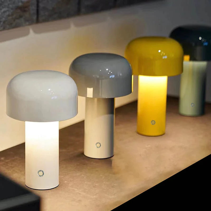 LED Cordless Table Lamp with Unique Mushroom Design