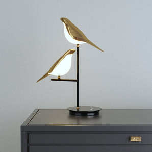 LED Desk Lamp with Postmodern Galvanized Golden Bird Design
