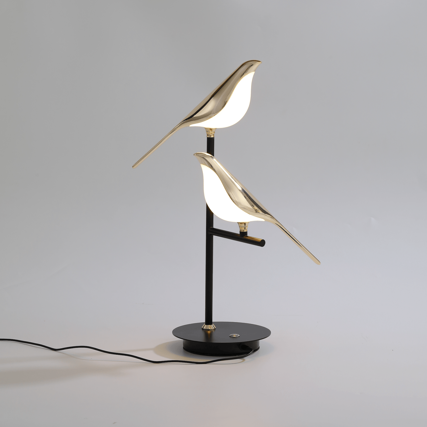 LED Desk Lamp with Postmodern Galvanized Golden Bird Design