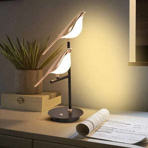 LED Desk Lamp with Postmodern Galvanized Golden Bird Design