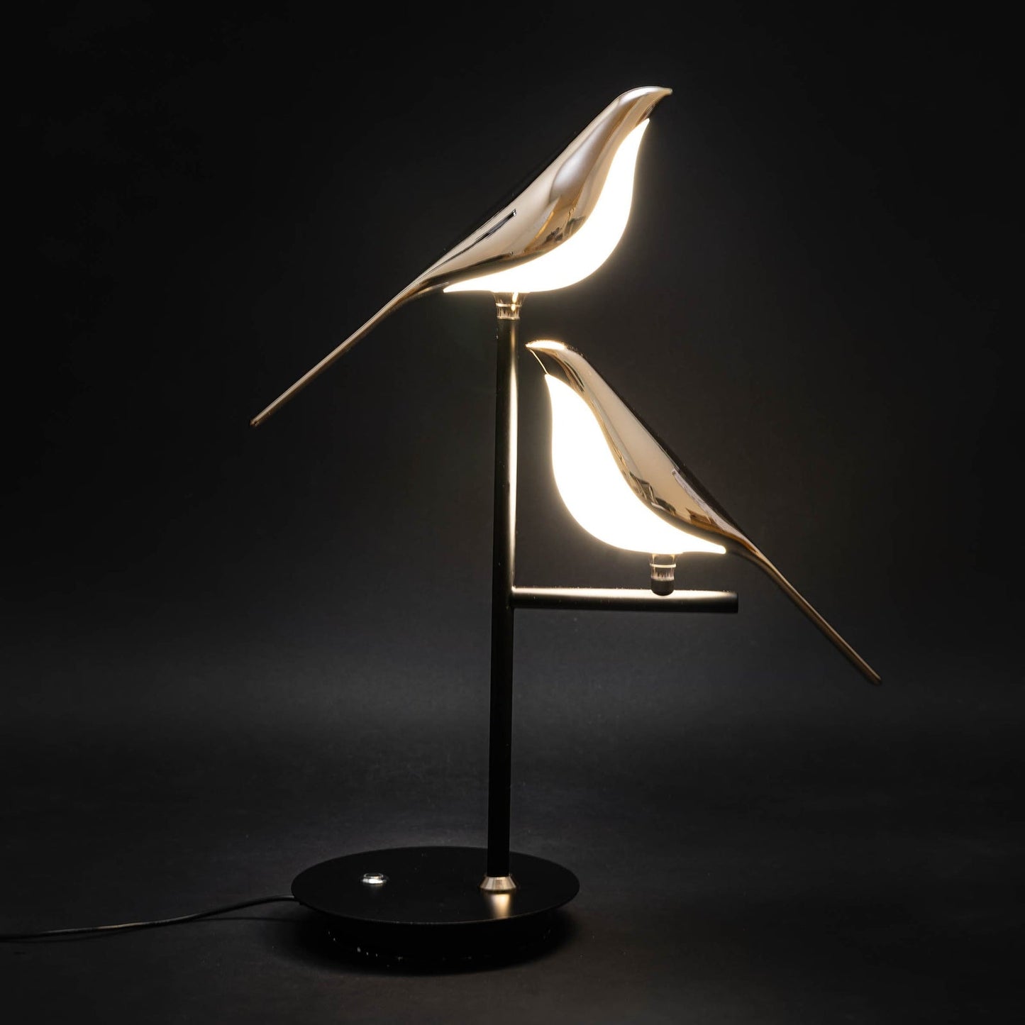 LED Desk Lamp with Postmodern Galvanized Golden Bird Design