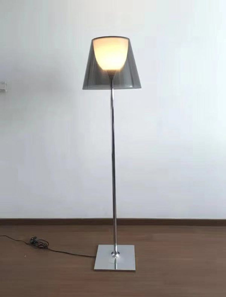 LED Floor Lamp Amber Clear Gray with Downward Shade for Focused Illumination