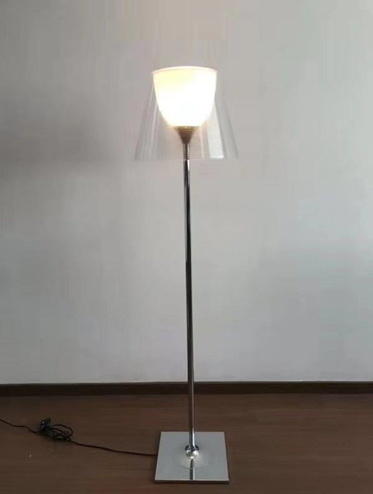 LED Floor Lamp Amber Clear Gray with Downward Shade for Focused Illumination