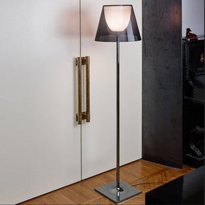 LED Floor Lamp Amber Clear Gray with Downward Shade for Focused Illumination