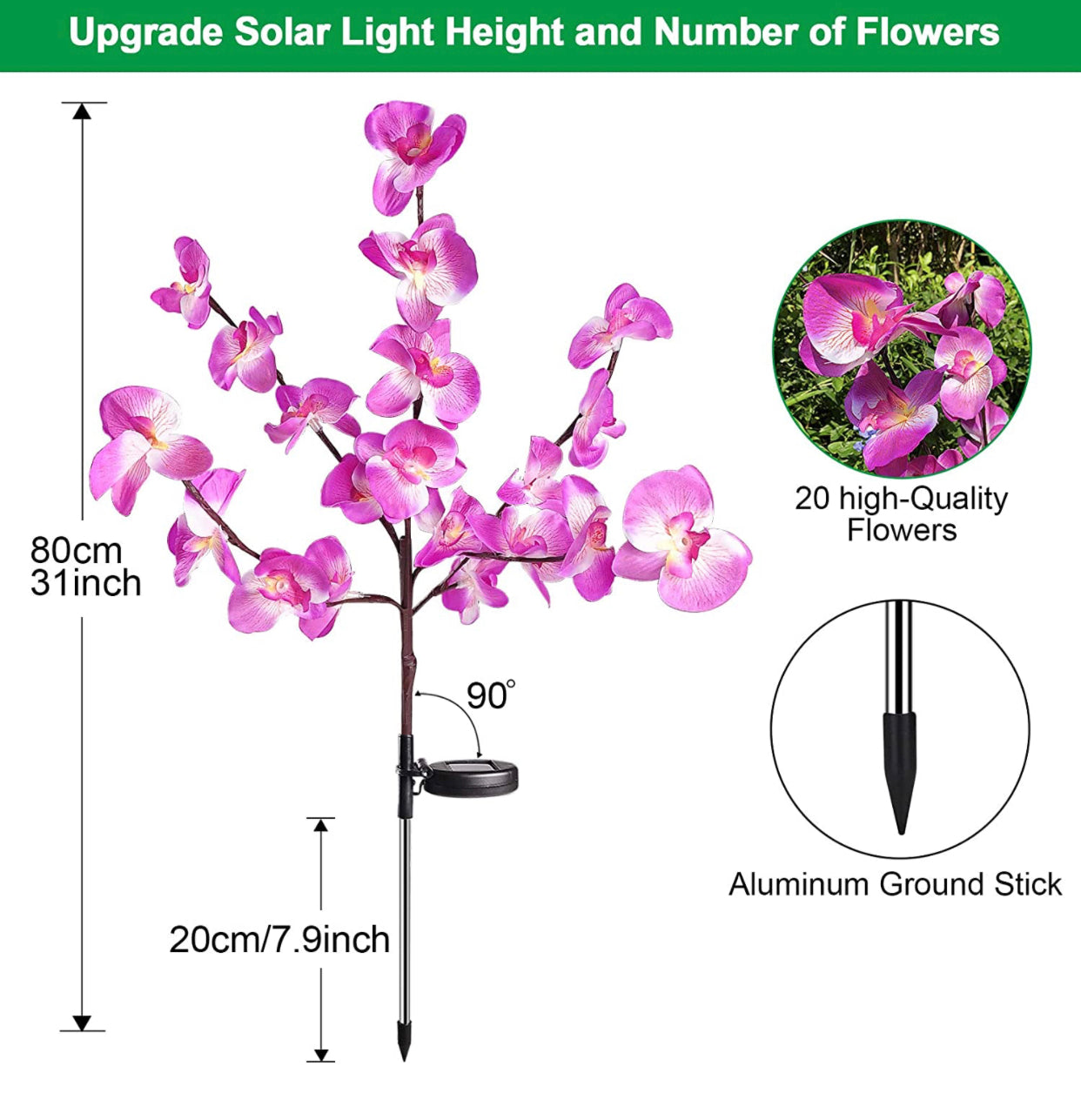 LED Solar Orchid Lights with Color Transition - Twin Pack