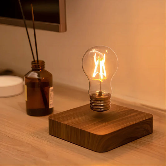 Levitating LED Desk Lamp with Walnut Base