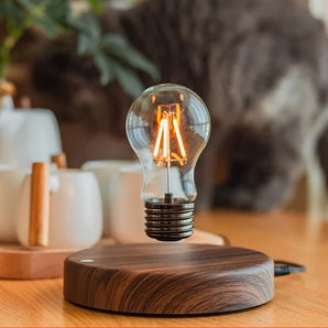 Levitating LED Desk Lamp with Walnut Base