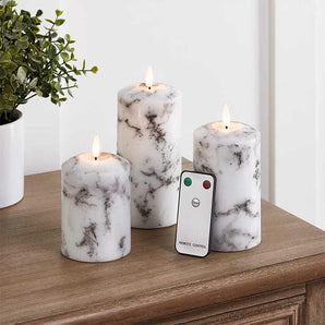 Marble LED Flameless Candle Trio Set