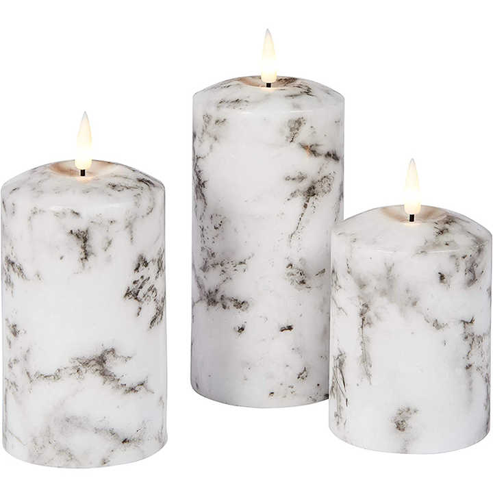 Marble LED Flameless Candle Trio Set
